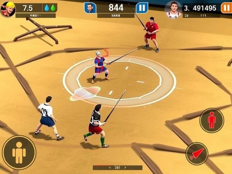 Kabaddi Ultimate Clash gameplay screenshot showing raider and defenders